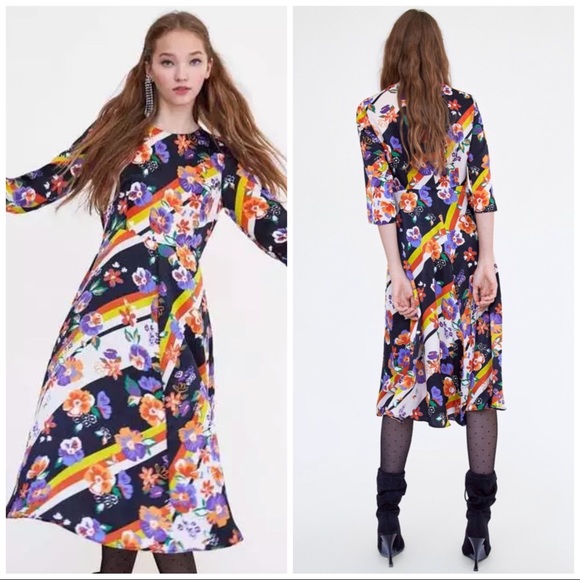 Zara Dresses & Skirts - Zara NWT floral striped midi dress